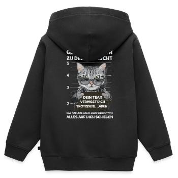 Glückwunsch zu Deiner FLucht, Jobwechsel Abschieds - Kinder Premium Organic Zip Hoodie - Schwarz - Hinten - AI Model Kid Male (0cm)