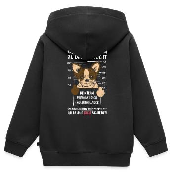 Glückwunsch zu Deiner FLucht, Jobwechsel Abschieds - Kinder Premium Organic Zip Hoodie - Schwarz - Hinten - AI Model Kid Male (0cm)