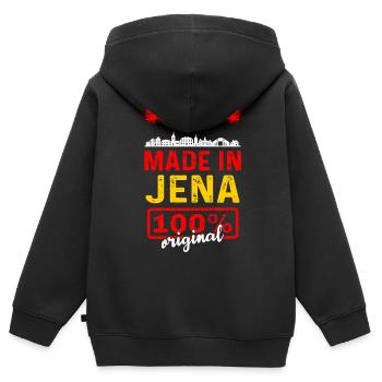 Jena - Kinder Premium Organic Zip Hoodie - Schwarz - Hinten - AI Model Kid Male (0cm)