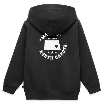 Made in North Dakota USA - Kinder Premium Organic Zip Hoodie - Schwarz - Hinten - AI Model Kid Male (0cm)