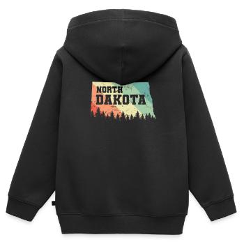 North Dakota Karte mit Skyline USA Amerika - Kinder Premium Organic Zip Hoodie - Schwarz - Hinten - AI Model Kid Male (0cm)