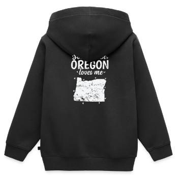Oregon Someone in Oregon loves Me USA - Kinder Premium Organic Zip Hoodie - Schwarz - Hinten - AI Model Kid Male (0cm)
