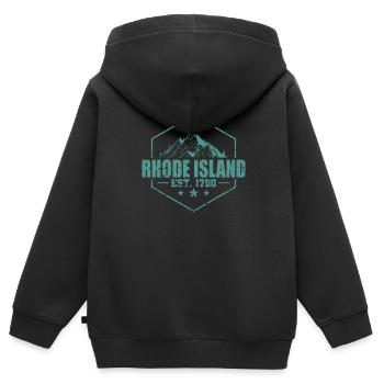 Rhode Island Est. 1790 États-Unis Amérique - Sweat Premium à capuche zippé enfant bio - noir - Dos - AI Model Kid Male (0cm)