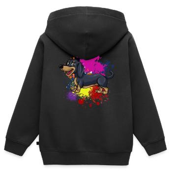 Dachshund Geschenk Dixie Wiener Doxie Dackel - Kinder Premium Organic Zip Hoodie - Schwarz - Hinten - AI Model Kid Male (0cm)