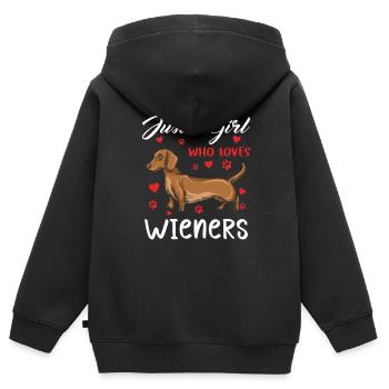 Dachshund Geschenk Dixie Wiener Doxie Dackel - Kinder Premium Organic Zip Hoodie - Schwarz - Hinten - AI Model Kid Male (0cm)