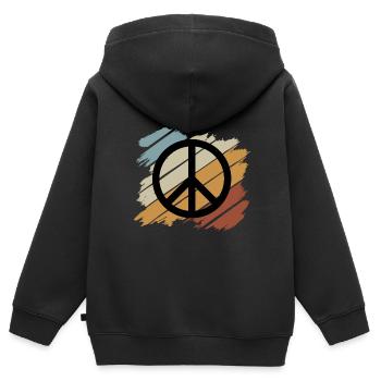 Hippie Peace Groovy Flowerpower Boho Woodstock - Kinder Premium Organic Zip Hoodie - Schwarz - Hinten - AI Model Kid Male (0cm)