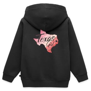 Texas Girl Map Outline USA Amérique - Sweat Premium à capuche zippé enfant bio - noir - Dos - AI Model Kid Male (0cm)