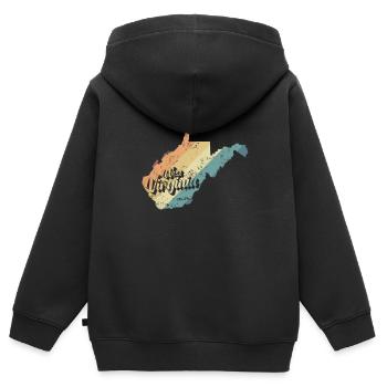 West Virginia Karte USA Bundesstaat - Kinder Premium Organic Zip Hoodie - Schwarz - Hinten - AI Model Kid Male (0cm)
