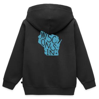 Wisconsin États-Unis Amérique État - Sweat Premium à capuche zippé enfant bio - noir - Dos - AI Model Kid Male (0cm)