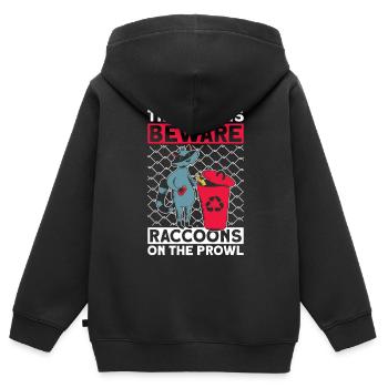 Mülleimer Vorsicht Waschbären auf Beutezug - - Kinder Premium Organic Zip Hoodie - Schwarz - Hinten - AI Model Kid Male (0cm)