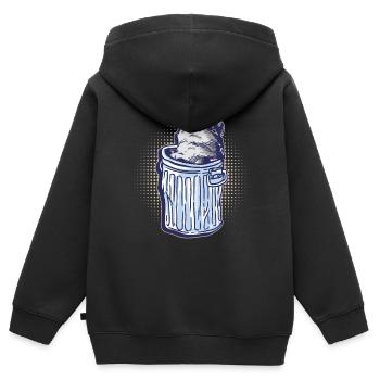 Waschbär gräbt durch einen Mülleimer - Waschbär - Kinder Premium Organic Zip Hoodie - Schwarz - Hinten - AI Model Kid Male (0cm)