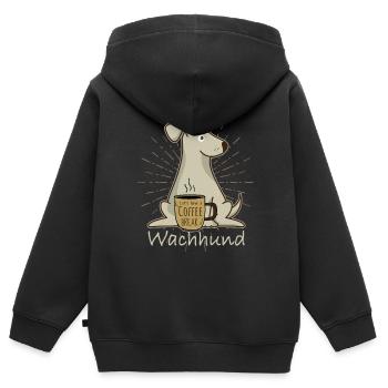 Wachhund Kaffee Hund Hundebesitzer - Kinder Premium Organic Zip Hoodie - Schwarz - Hinten - AI Model Kid Male (0cm)