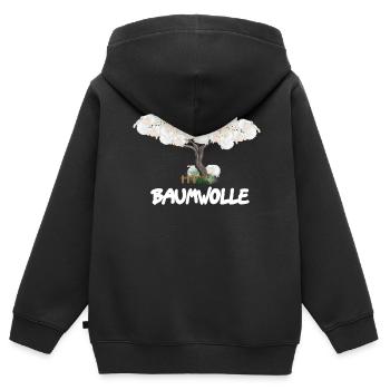 Baumwolle Wortspiel Schaf auf Baum, Schaf - Kinder Premium Organic Zip Hoodie - Schwarz - Hinten - AI Model Kid Male (0cm)