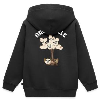 Baumwolle Wortspiel Schaf auf Baum, Schaf - Kinder Premium Organic Zip Hoodie - Schwarz - Hinten - AI Model Kid Male (0cm)