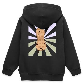 Erdnuss Nuss Nüsse frech fröhlich Kind Baby - Kinder Premium Organic Zip Hoodie - Schwarz - Hinten - AI Model Kid Male (0cm)