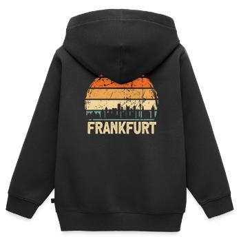 Frankfurt - Kinder Premium Organic Zip Hoodie - Schwarz - Hinten - AI Model Kid Male (0cm)