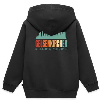 Gelsenkirchen - Kinder Premium Organic Zip Hoodie - Schwarz - Hinten - AI Model Kid Male (0cm)