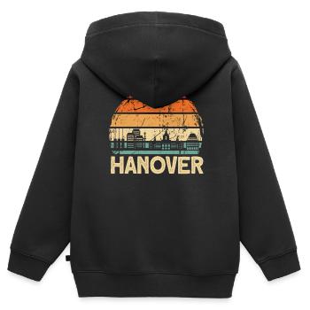 Hannover - Kinder Premium Organic Zip Hoodie - Schwarz - Hinten - AI Model Kid Male (0cm)