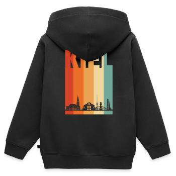 Kiel - Kinder Premium Organic Zip Hoodie - Schwarz - Hinten - AI Model Kid Male (0cm)