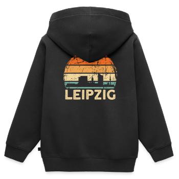 Leipzig - Kinder Premium Organic Zip Hoodie - Schwarz - Hinten - AI Model Kid Male (0cm)