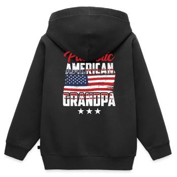 Patriotic American Grandfather US Patriot - Kids Premium Organic Zip-up Hoodie - black - Back - AI Model Kid Male (0cm)
