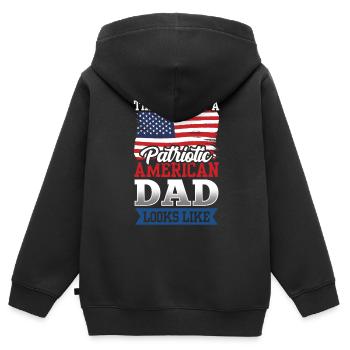 So Sieht Patriotischer Amerikanischer Vater Aus - Kinder Premium Organic Zip Hoodie - Schwarz - Hinten - AI Model Kid Male (0cm)