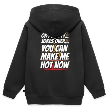 Ok puberté tu peux me rendre chaud maintenant - Sweat Premium à capuche zippé enfant bio - noir - Dos - AI Model Kid Male (0cm)