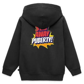 Restez à l’écart: puberté adolescent adulte - Sweat Premium à capuche zippé enfant bio - noir - Dos - AI Model Kid Male (0cm)