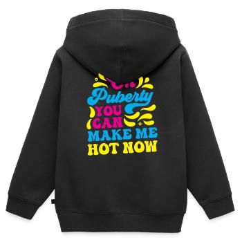 Ok puberté tu peux me rendre chaud maintenant - Sweat Premium à capuche zippé enfant bio - noir - Dos - AI Model Kid Male (0cm)