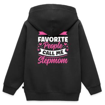 Meine Lieblingsmenschen Nennen Mich Stiefmutter - Kinder Premium Organic Zip Hoodie - Schwarz - Hinten - AI Model Kid Male (0cm)