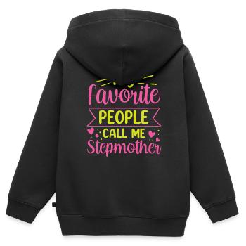 Meine Lieblingsmenschen Nennen Mich Stiefmutter - Kinder Premium Organic Zip Hoodie - Schwarz - Hinten - AI Model Kid Male (0cm)