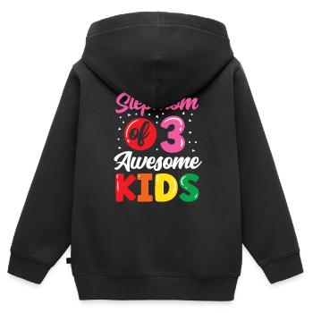 Stepmother of three great children - Kids Premium Organic Zip-up Hoodie - black - Back - AI Model Kid Male (0cm)