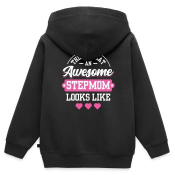 So Sieht Eine Großartige Stiefmutter Aus - Kinder Premium Organic Zip Hoodie - Schwarz - Hinten - AI Model Kid Male (0cm)