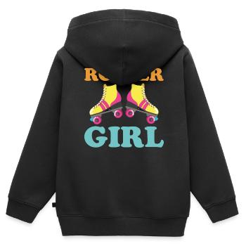 Roller Skating - Roller Girl - Sweat Premium à capuche zippé enfant bio - noir - Dos - AI Model Kid Male (0cm)