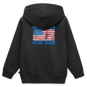 Make America Metal again Heavy Metal Music - Sweat Premium à capuche zippé enfant bio - noir - Dos - AI Model Kid Male (0cm)
