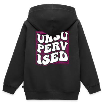 Humour sarcastique sans surveillance - Sweat Premium à capuche zippé enfant bio - noir - Dos - AI Model Kid Male (0cm)