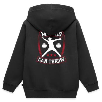 Mein Bruder Kann Werfen Pitcher Baseball Werfer - Kinder Premium Organic Zip Hoodie - Schwarz - Hinten - AI Model Kid Male (0cm)