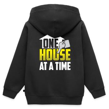 Ein Haus Nach Dem Anderen Immobilienmakler Häuser - Kinder Premium Organic Zip Hoodie - Schwarz - Hinten - AI Model Kid Male (0cm)