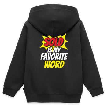 Vendu est mon mot préféré Agent immobilier - Sweat Premium à capuche zippé enfant bio - noir - Dos - AI Model Kid Male (0cm)