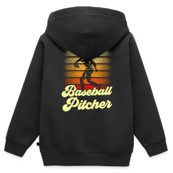 Joueur de lanceur de baseball Lanceur Hobby - Sweat Premium à capuche zippé enfant bio - noir - Dos - AI Model Kid Male (0cm)