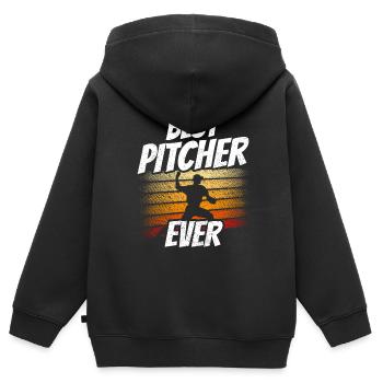 Meilleur lanceur de baseball de tous les temps Hobby Pitcher - Sweat Premium à capuche zippé enfant bio - noir - Dos - AI Model Kid Male (0cm)