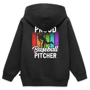 Fier lanceur de baseball Joueur de lanceur amateur - Sweat Premium à capuche zippé enfant bio - noir - Dos - AI Model Kid Male (0cm)