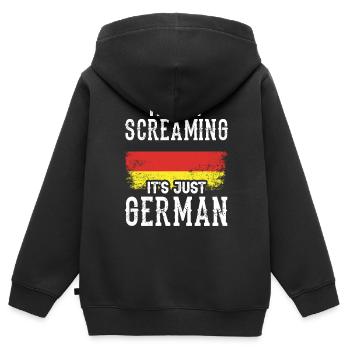 Ich Schreie Nicht Es Ist Nur Deutsch Deutschland - Kinder Premium Organic Zip Hoodie - Schwarz - Hinten - AI Model Kid Male (0cm)