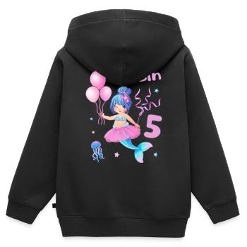 Meerjungfrau Ballerina Geburtstag Mädchen 5 Jahre - Kinder Premium Organic Zip Hoodie - Schwarz - Hinten - AI Model Kid Male (0cm)