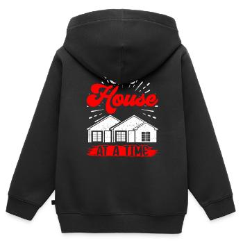 Ein Haus Nach Dem Anderen Häuser Immobilienmakler - Kinder Premium Organic Zip Hoodie - Schwarz - Hinten - AI Model Kid Male (0cm)