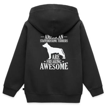 Parce que les Staffordshire Terrier sont géniaux - Sweat Premium à capuche zippé enfant bio - noir - Dos - AI Model Kid Male (0cm)
