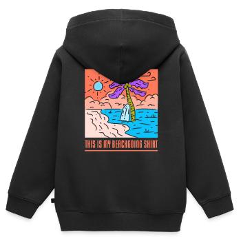 Ceci est ma chemise de plage plage vacances plage - Sweat Premium à capuche zippé enfant bio - noir - Dos - AI Model Kid Male (0cm)