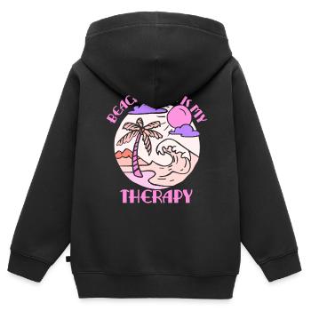 Les vacances à la plage sont ma thérapie Plage de plage - Sweat Premium à capuche zippé enfant bio - noir - Dos - AI Model Kid Male (0cm)