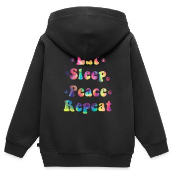 Hippie - Sweat Premium à capuche zippé enfant bio - noir - Dos - AI Model Kid Male (0cm)