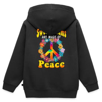 Hippie Peace Groovy Flowerpower Boho Woodstock - Kinder Premium Organic Zip Hoodie - Schwarz - Hinten - AI Model Kid Male (0cm)